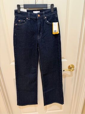 H&M Women's Straight Leg Jeans in Dark Indigo